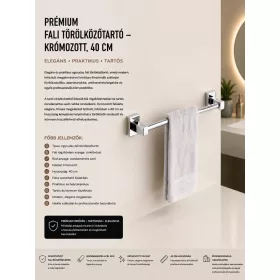   Prémiový nástenný držiak na uteráky – chrómovaný, 40 cm