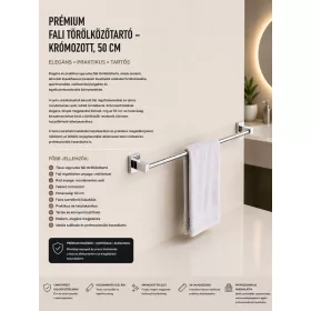   Prémiový nástenný držiak na uteráky – chrómovaný, 50 cm