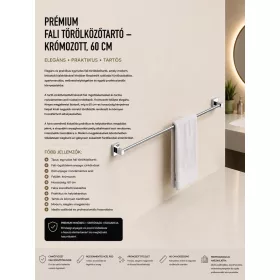   Prémiový nástenný držiak na uteráky – chrómovaný, 60 cm