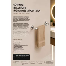   Prémiový nástenný držiak na uteráky – masívna mosadz, chrómovaný, 30 cm