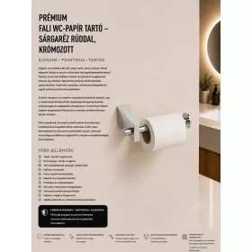   Prémiový nástenný držiak toaletného papiera – masívna mosadzná tyč, chrómovaný
