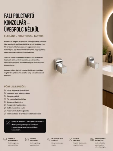 Pár nástenných držiakov police – bez sklenenej police