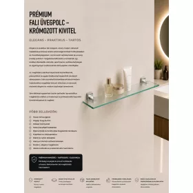   Prémiová nástenná sklenená polica – chrómované prevedenie