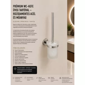   Prémiová WC kefa so skleneným držiakom – nehrdzavejúca oceľ a plast