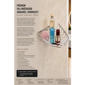   Prémiový nástenný drôtený košík – mosadz, chrómovaný (K21-058-2)