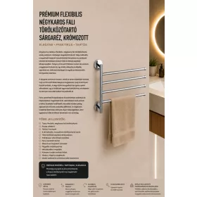   Prémiový flexibilný štvorramenný nástenný držiak na uteráky – mosadz, chrómovaný