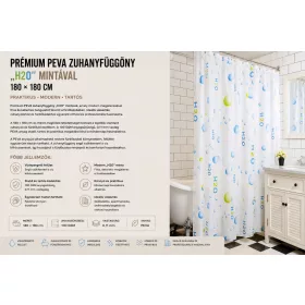   Prémiový sprchový záves z PEVA so vzorom „H2O“ – 180 × 180 cm