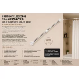   Prémiová teleskopická tyč na sprchový záves – nerez 304, 110–200 cm