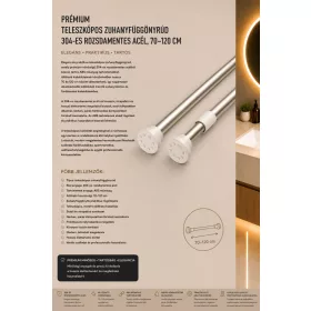   Prémiová teleskopická tyč na sprchový záves – nerez 304, 70–120 cm