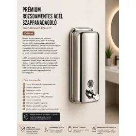   Prémiový nerezový dávkovač mydla – zrkadlový lesk, 1000 ml
