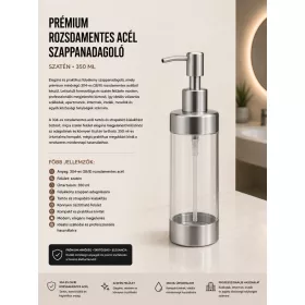 Prémiový nerezový dávkovač mydla – satén, 350 ml