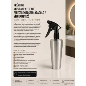   Prémiový nerezový dávkovač dezinfekcie / rozprašovač vody – satén, 350 ml