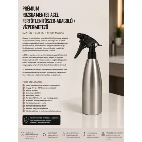   Prémiový nerezový dávkovač dezinfekcie / rozprašovač vody – satén, 500 ml