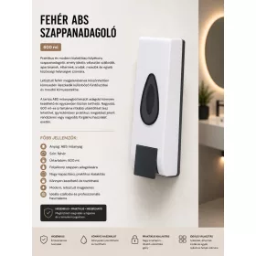 Biely dávkovač mydla z ABS – 600 ml