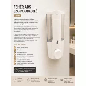 Biely dávkovač mydla z ABS – 320 ml