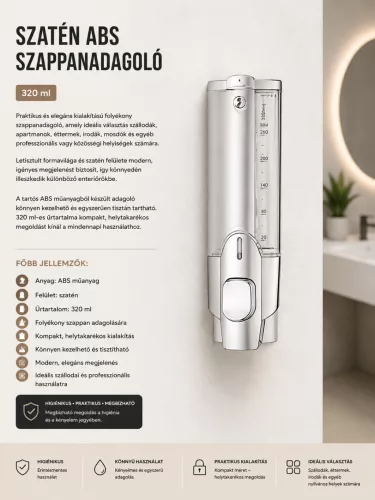 saténový ABS dávkovač mydla – 320 ml