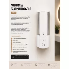 Automatický dávkovač mydla – biely, 400 ml