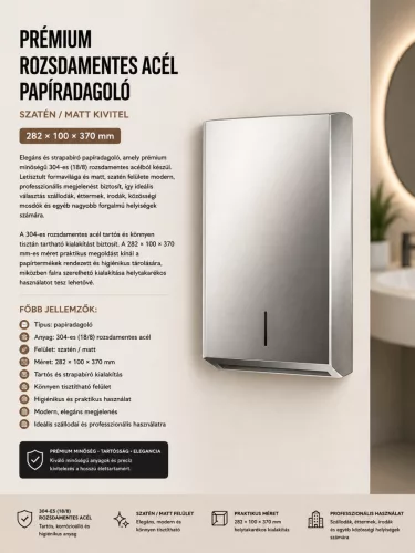 Prémiový nerezový zásobník na papier – saténové/matné prevedenie