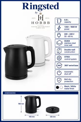 HOBBB Ringsted rýchlovarná kanvica, 0,8 l