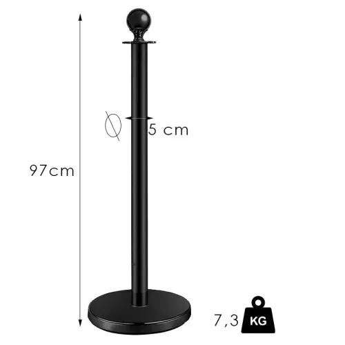 Zahradzovací stĺpik s lanom čierny, 7,3kg (KOB)
