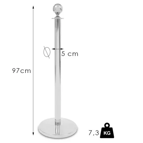 Chrómový zahradzovací stĺpik s lanom, 7,3kg (KOKC)