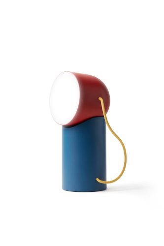 Prenosná LED lampa Lexon Orbe s pohyblivou hlavou - modrá/červená/žltá