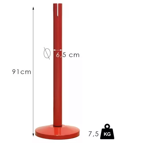 Štandardný zahradzovací Stĺpik s pásom, 2.4m, bez pásu (NO-red)