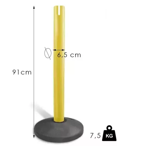 Štandardný zahradzovací Stĺpik s pásom, 2.4m, bez pásu (NO-yellow)