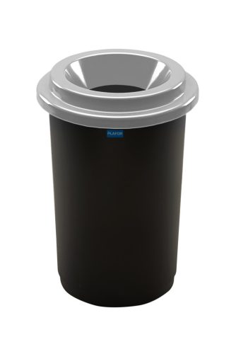 Plafor ECO okrúhly, valcový odpadkový kôš 50L čierny, so strieborným vekom