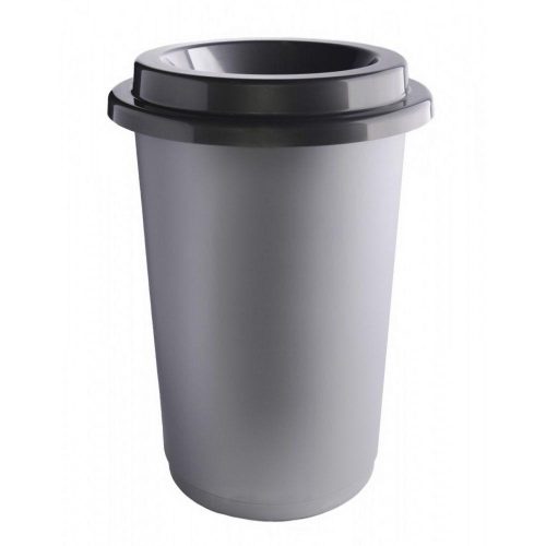Plafor ECO kruhový, valcový odpadkový kôš 50L oceľovej farby