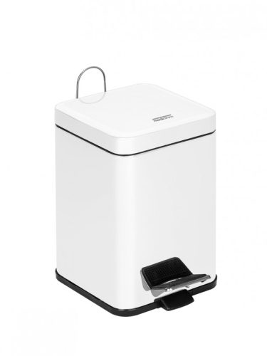 Kocka Mediclinics, oceľový pedálový smetný kôš 12L - biely