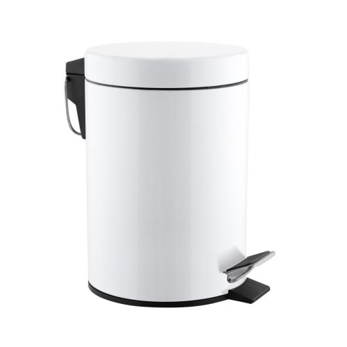 Mediclinics okrúhly, pedálový smetný kôš - oceľový - 3L biely