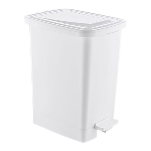 Tenký plastový pedálový kôš, biely, 25L