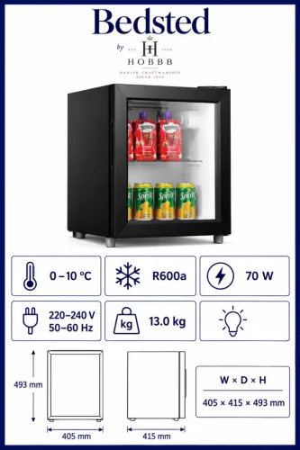 HOBBB Bedsted minibarová chladnička, 70 W