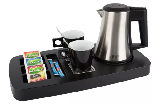Btray Sense podnos + Star rýchlovarná kanvica, 0,5 l + 2 čierne šálky – súprava