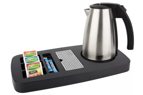 Btray Sense podnos + Style rýchlovarná kanvica, 1 l + 2 biele šálky – súprava