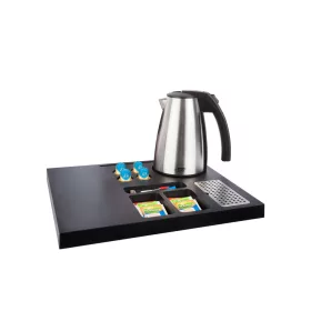  Btray Siesta podnos + Style rýchlovarná kanvica, 1 l + 2 biele šálky – súprava