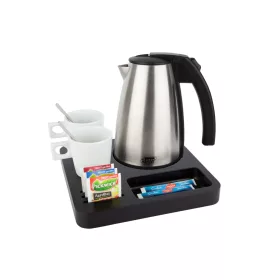   Btray Slim podnos + Style rýchlovarná kanvica, 1 l + 2 biele šálky – súprava