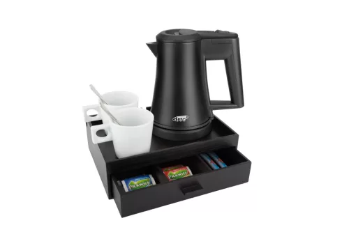 Btray Smart podnos + Star rýchlovarná kanvica, 0,5 l, čierna + 2 biele šálky – súprava