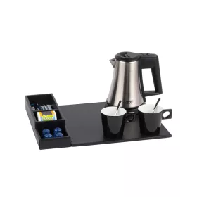   Btray Snap podnos + Star rýchlovarná kanvica, 0,5 l + 2 čierne šálky – súprava