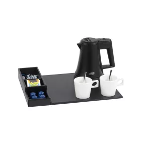   Btray Snap podnos + Star rýchlovarná kanvica, 0,5 l, čierna + 2 biele šálky – súprava