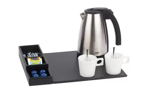 Btray Snap podnos + Style rýchlovarná kanvica, 1 l + 2 biele šálky – súprava