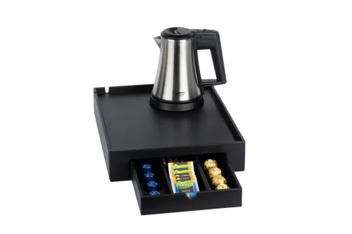 Btray Space podnos + Star rýchlovarná kanvica, 0,5 l + 2 biele šálky – súprava