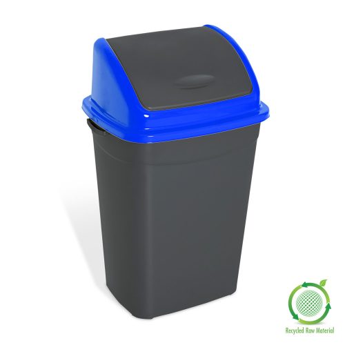 Odpadkový kôš Planet s výklopným vekom, plast, antracit/modrý, 50 l