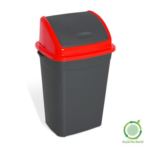 Odpadkový kôš Planet s výklopným vekom, plast, antracit/červený, 50 l