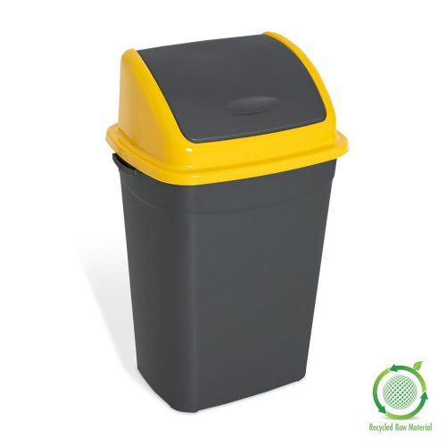 Odpadkový kôš Planet s výklopným vekom, plast, antracit/žltý, 50 l