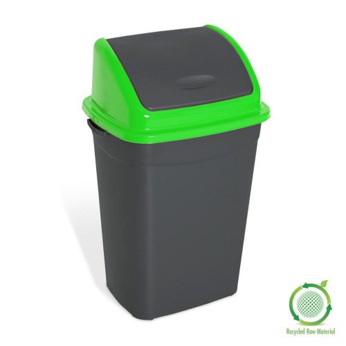 Odpadkový kôš Planet s výklopným vekom, plast, antracit/zelený, 50 l