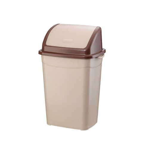 Odpadkový kôš Planet s výklopným vekom, plastový, hnedý, 9 l