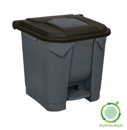Nádoba na zber odpadu Planet Selective, plast, pedálová, antracit/čierna, 30L