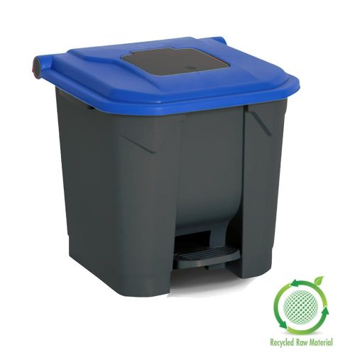Nádoba na zber odpadu Planet Selective, plast, pedálová, antracit/modrá, 30L